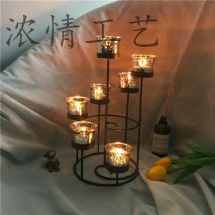 浓情工艺 特价欧式复古铁艺烛光晚餐烛台摆件 情人节W浪漫软装包