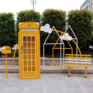 粉蓝套装 电话亭邮筒路牌指示牌景观双G人长椅商场美陈酒吧道具包