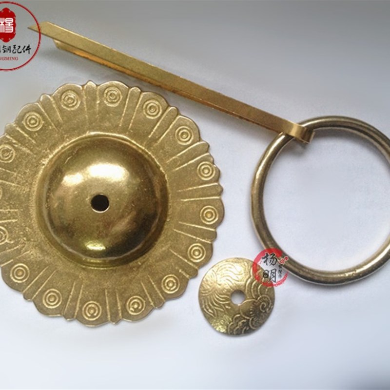 全铜古铜色圆环门环大门拉手复古木门铜把手M实心门拉环明装铜拉