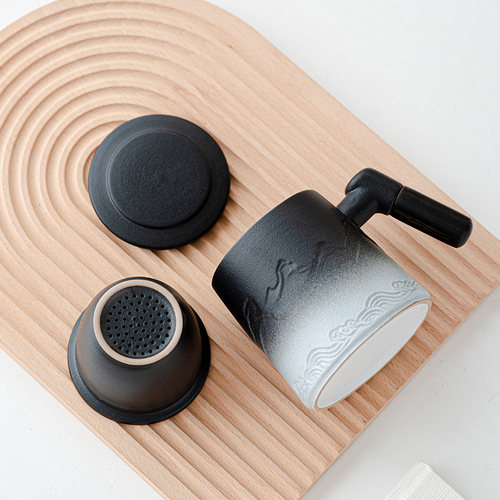 山海行陶瓷过h滤泡茶杯公室茶杯马克杯家用带盖水杯茶水分离杯子