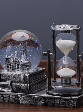 复古水晶球沙漏计时器创意摆件酒柜客厅家K居装饰品个性房间电视