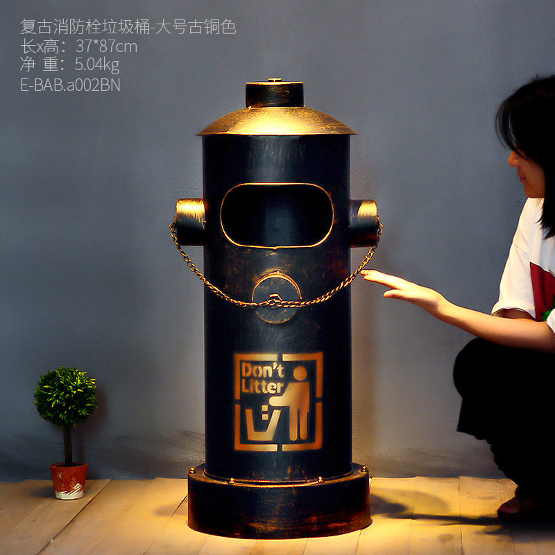 美式复古工业风铁艺o油桶垃圾桶大收纳桶酒吧网咖餐厅个性摆件装