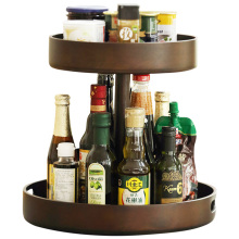 双层可旋转调料置物架木质转角厨房台面放酱N油瓶调味品收纳架神