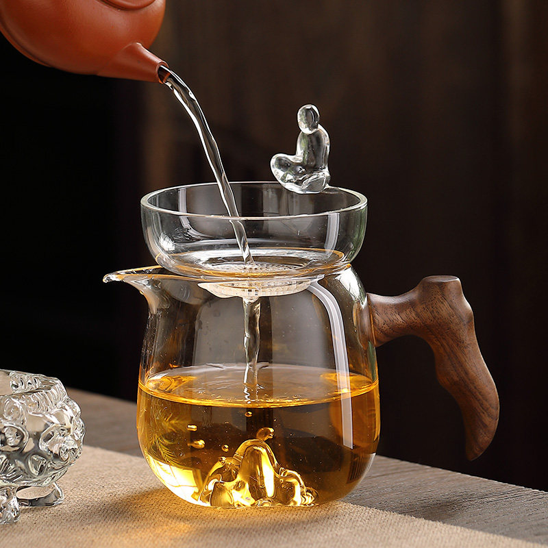 高级感玻璃茶漏托架茶叶过滤网激A光打孔滤茶器支架公道杯茶道零图片