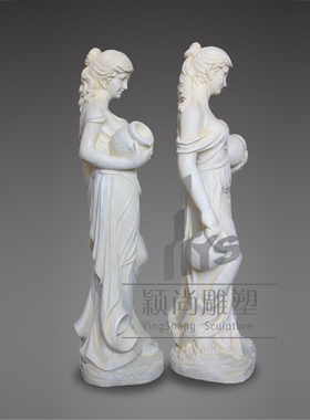 欧式落地人物喷泉摆件大型t仕女雕塑抱罐流水工艺品水景水池装饰