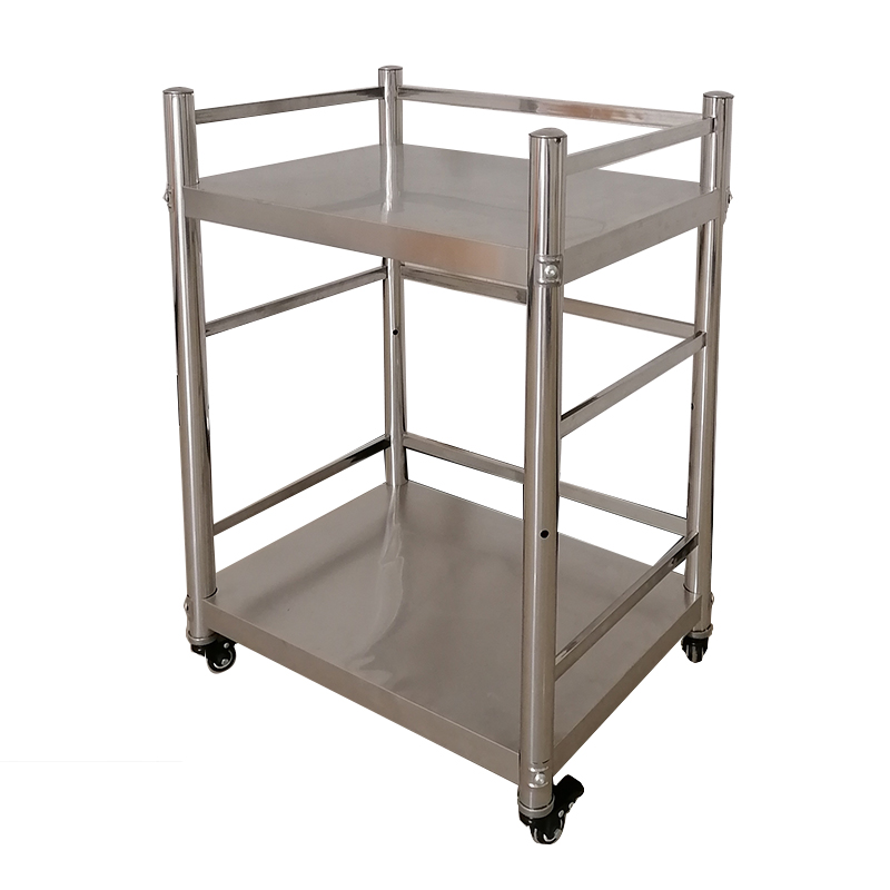 带轮二层带护栏不锈钢厨房v置物架微波炉架灶台架米桶架餐边柜收