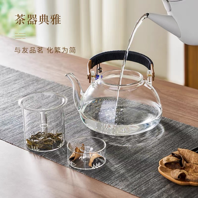 玻璃煮茶壶泡茶家用耐高温茶具套装提H梁烧水壶煮茶器电陶炉泡茶