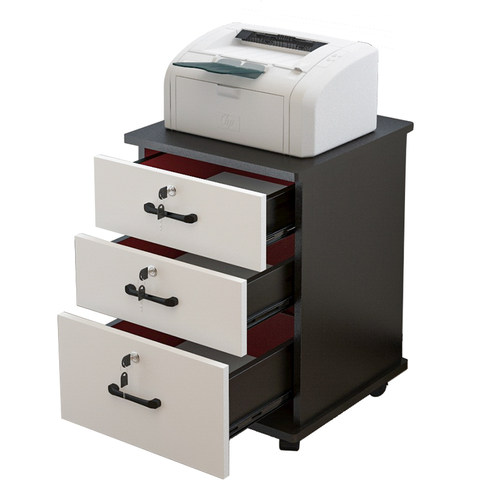 办公室文件柜木质移动矮柜带锁落地式小柜子O储物柜桌下收纳抽屉