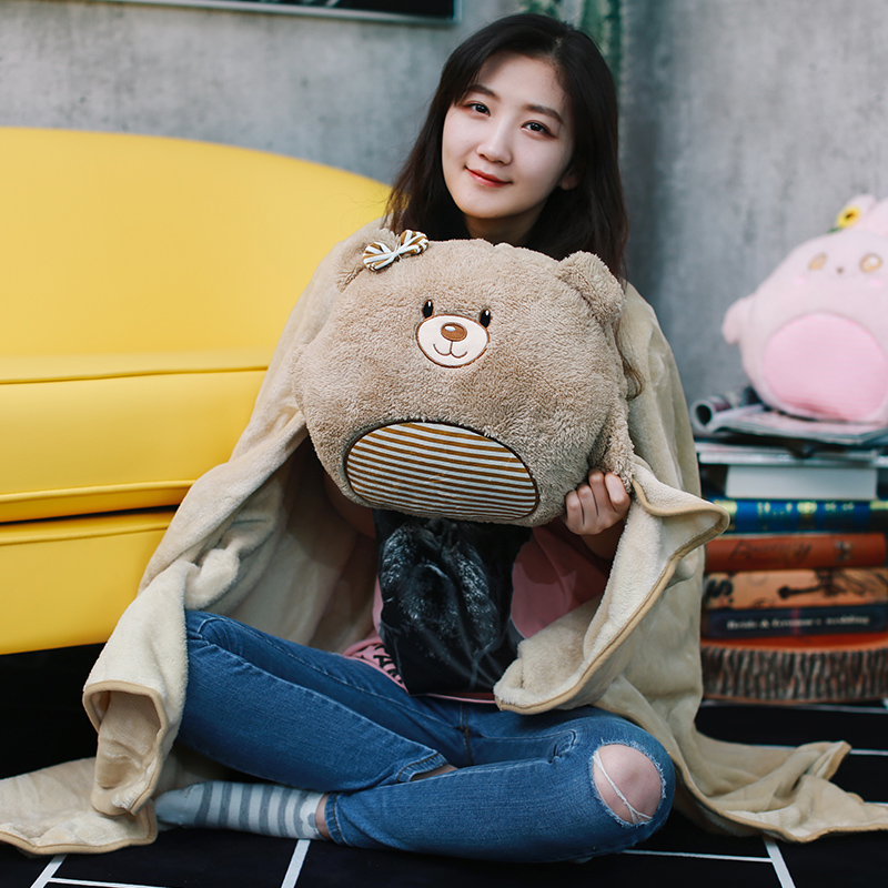 抱枕被子两用午睡枕头汽车靠枕珊瑚绒毯子L二合一办公室靠背垫车