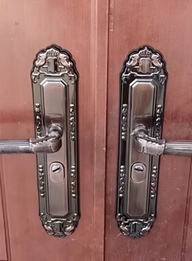 防盗门把手老式锁具红古铜大门执手内锁H入户门锁加厚铝合金门拉
