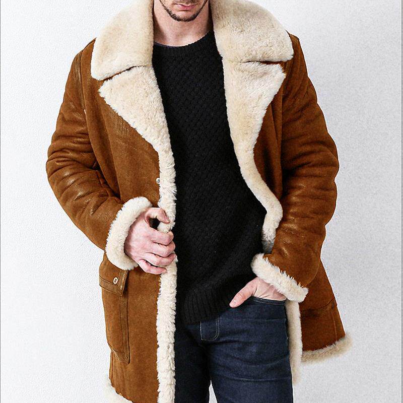 남성 모피 코트 가을 겨울 신작 남성 모조 가죽 두꺼운 모피 원피스 중간 길이 코트 유럽 스타일 코트