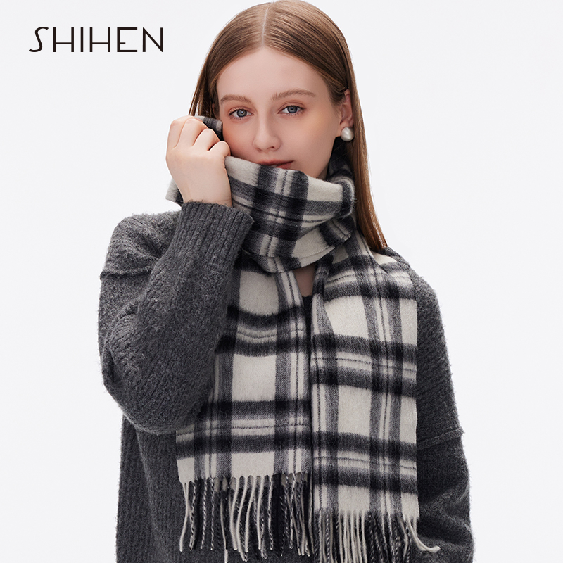 SHIHEN羊毛围巾经典格子英伦风男女同款秋冬保暖围脖格子控礼盒装
