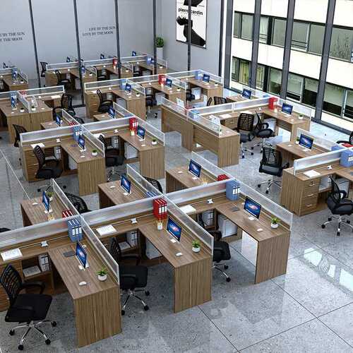 职员办公桌4人位十型办公桌工位屏风桌员工电脑桌office table