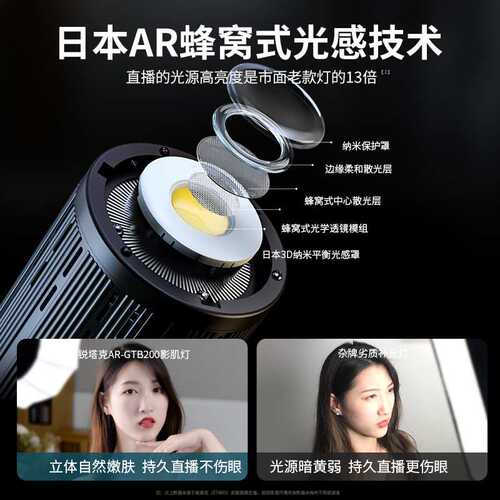 锐塔克专业直播摄影棚LED三色柔光补光灯常亮蘑菇灯箱套装打光