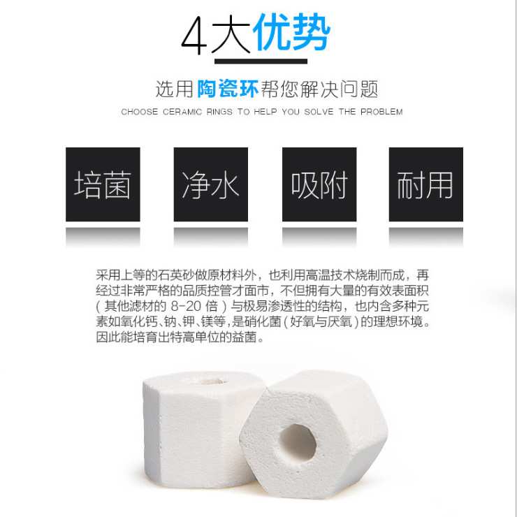 40斤装鱼缸过滤材料陶瓷环散装六角玻璃生化环水族箱优质培菌滤材
