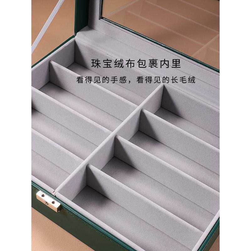 新款带锁多格眼镜收纳盒皮革带天窗眼镜展示盒太阳镜墨镜收藏盒子