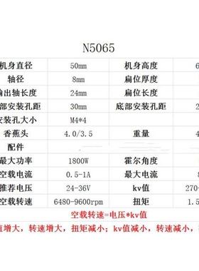 N5065 无刷外转子直流电机马达无感有感滑板航模 ODrive开发