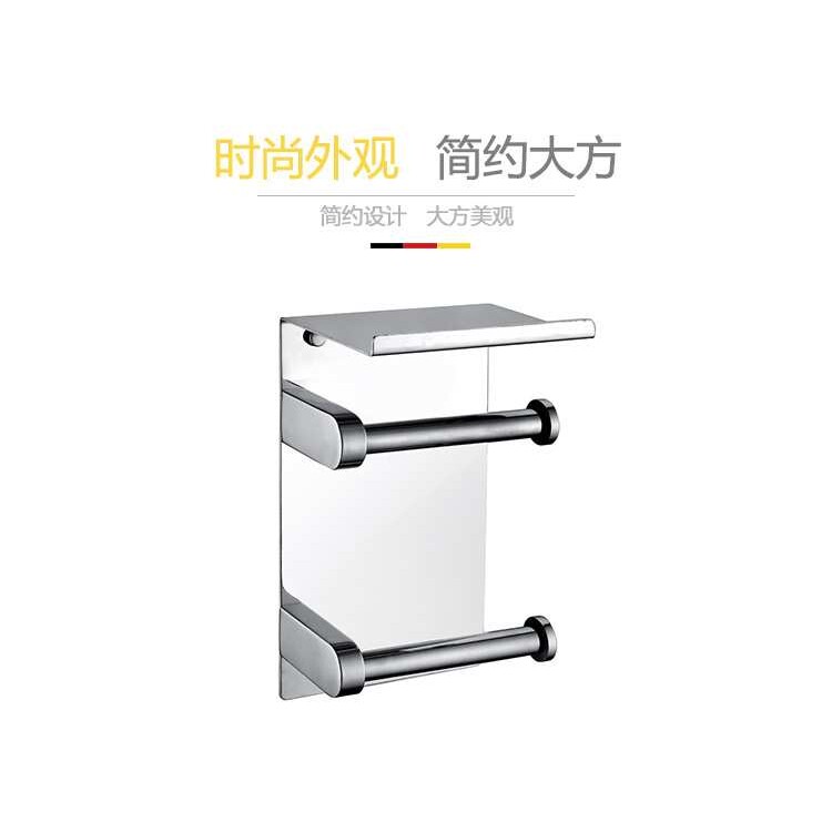 双纸巾架304不锈钢卫生间厕纸盒卷纸架方酒店工程五金挂件L-8110