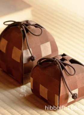 知舍手工香云纱编织格纹惜福袋系列手工缝制茶壶袋茶杯袋一件代发