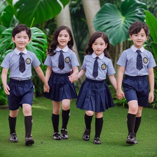 英伦学院风 幼儿园园服大班毕业照服装 小学生班服礼服夏季 短袖 套装