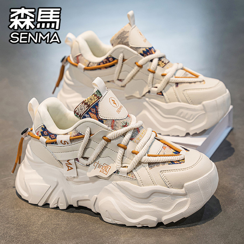 森马网红爆款男鞋秋季潮牌运动休闲青少年增高百搭小白老爹潮鞋子