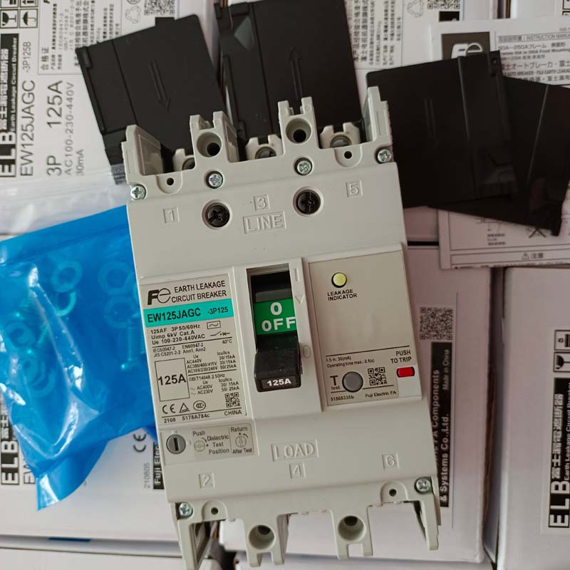 全新原装富士带漏电塑壳断路器EW125JAGC-3P-125B 125A空气开关