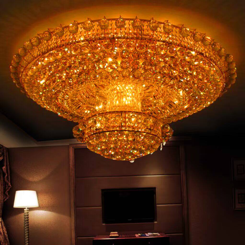 批发金色宝塔LED水晶灯传统水晶灯饰 客厅吸顶灯酒店工程灯具