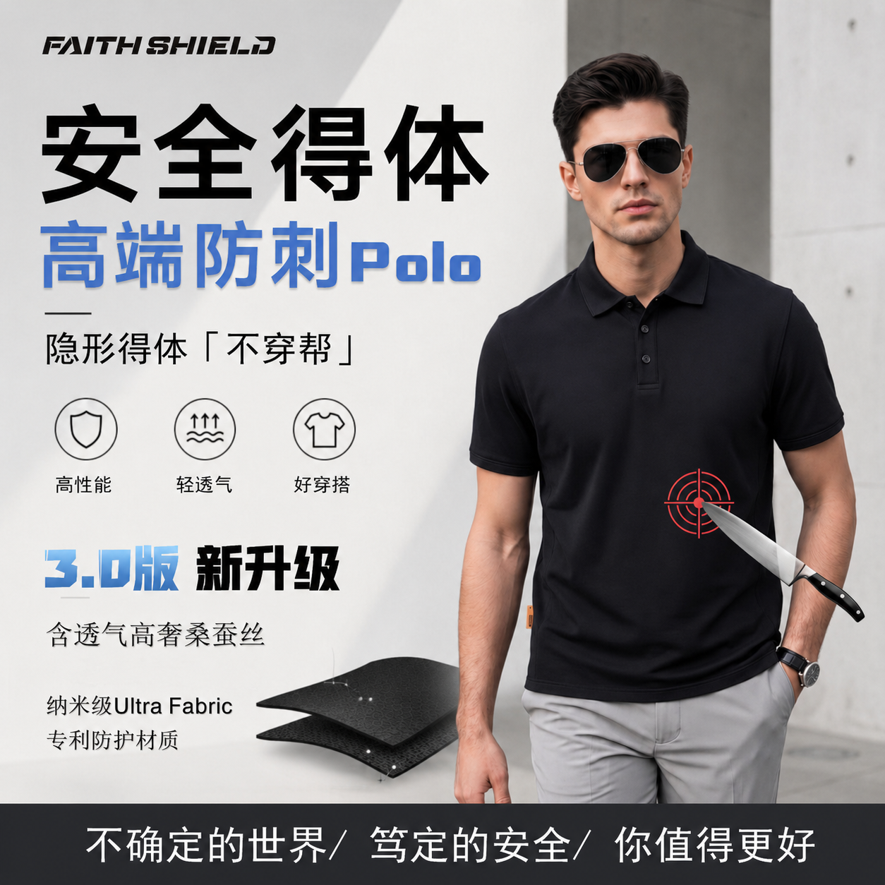 防刺服防刺背心内穿防刺POLO衫短袖商务t恤轻薄透气夏季防刀砍刺