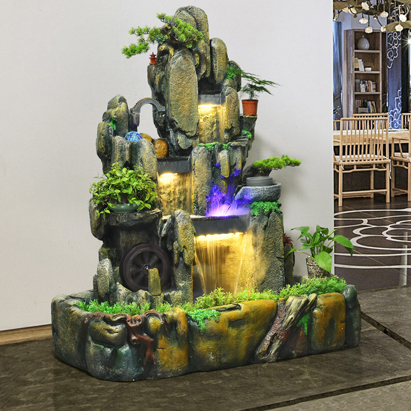 大型假山喷泉流水摆件o叠水瀑布庭院客厅室内阳台鱼池造景落地中