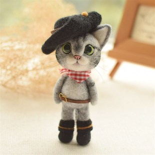 羊毛毡手工diy戳戳乐材料包 美短猫 英短猫R咪摆件可爱喵星人