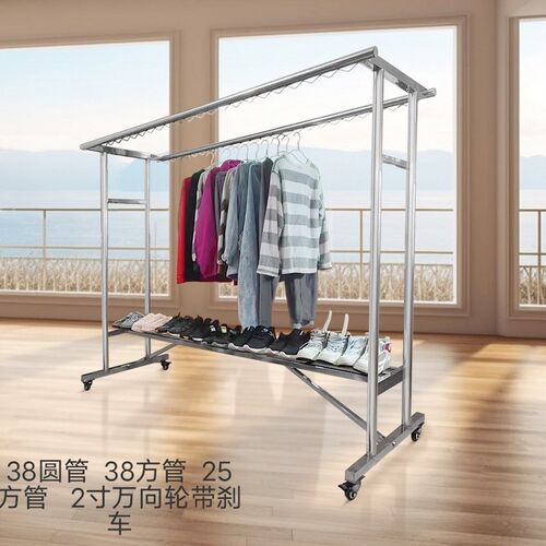 304不锈钢晾衣架落地加厚加粗晾架凉晒架L子室外晒衣架加厚晾衣杆