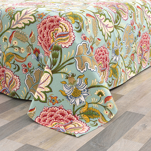 田园风大花纯棉老粗布床单单件加C厚全棉帆布单人双人棉布床笠枕