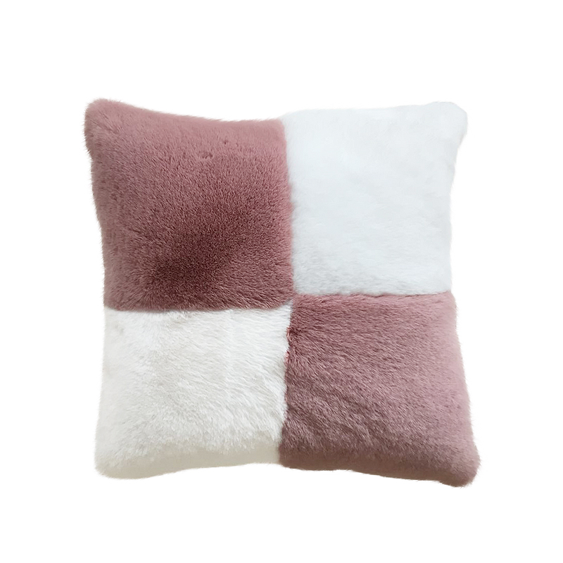2020新款仿獭兔毛皮草抱枕短毛毛绒汽车靠垫卧室床V头客厅沙发靠