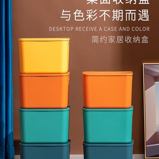 家用杂物防尘收纳框盒桌面储物盒整理带盖化妆品S零食宿舍厨房简