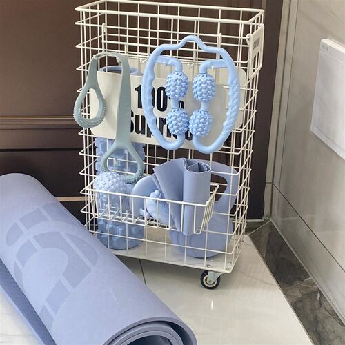 女生高颜值瑜伽垫k收纳筐ins风家用健身器材带轮夹缝置物架省空间