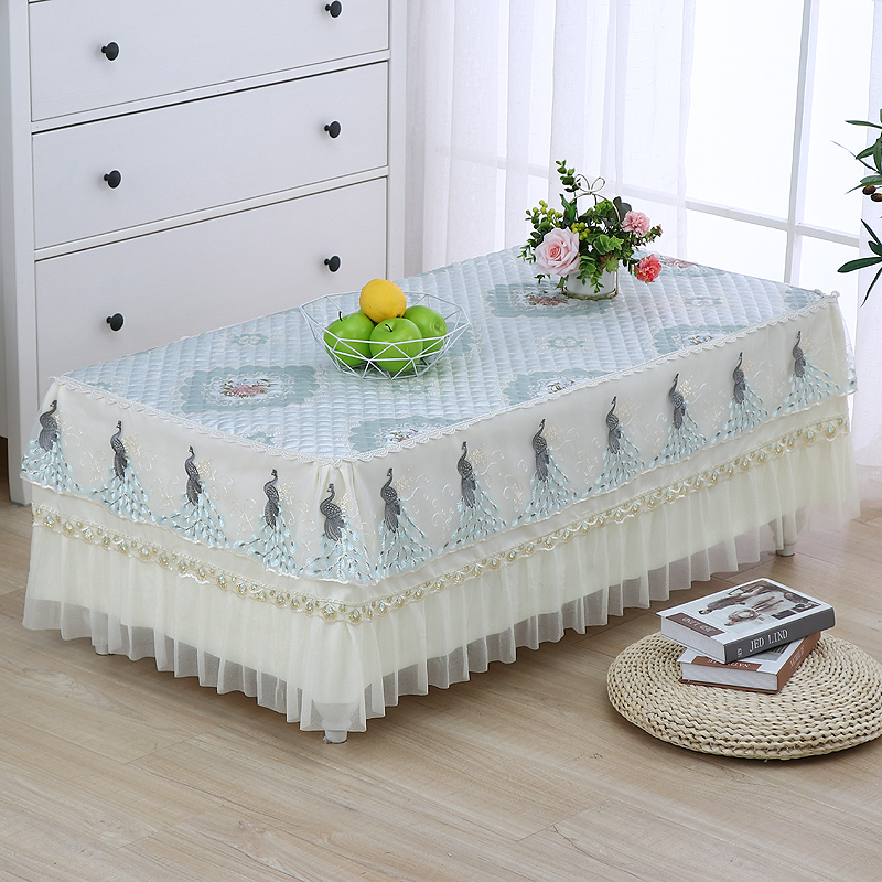 新款布艺粉色蕾丝茶几罩餐桌台布电视柜盖布O鲜艳床头柜长方形客