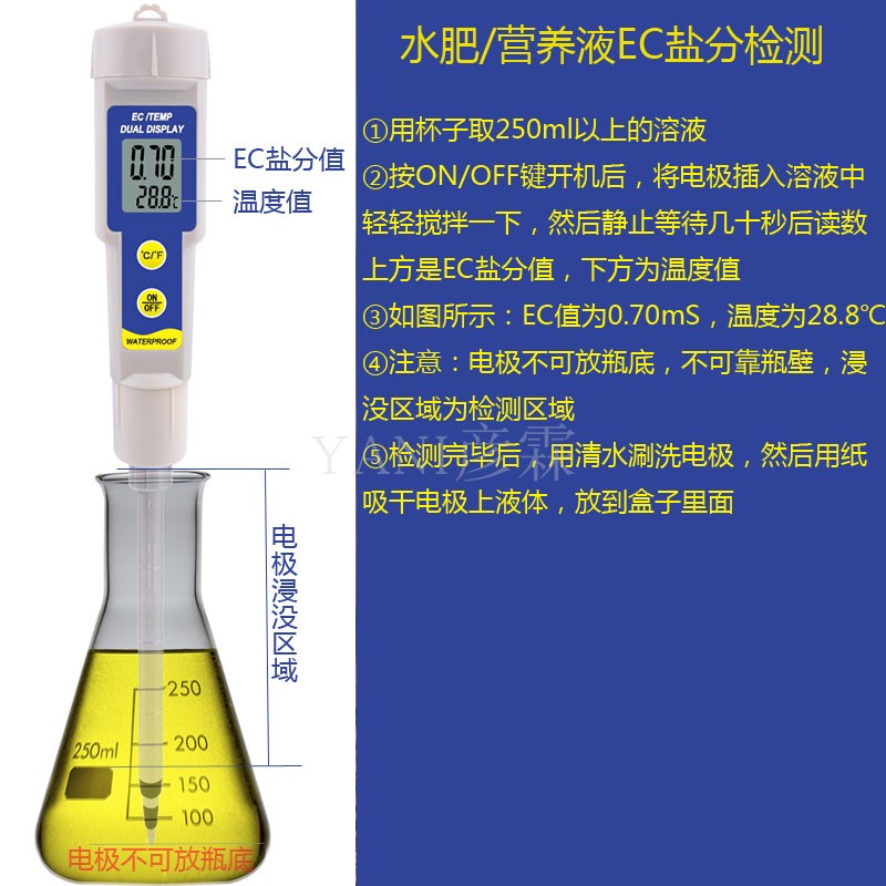 大棚种植土壤PH值 EC盐分检测仪苗床椰糠土电导率测X试笔灌溉水盐