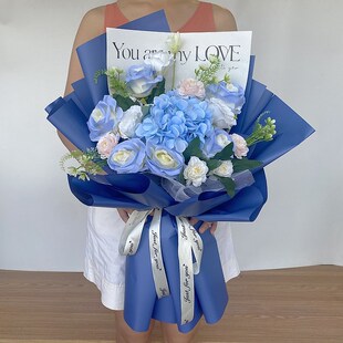 交车仿真花束毕业舞台献花会议y年会毕业颁奖表彰玫瑰假花手捧花