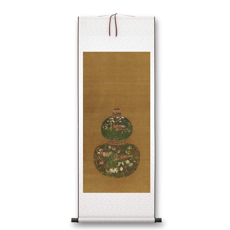 元陈琳《葫芦花瓶》客p厅书房茶室装饰画挂画玄关水墨高清卷轴字