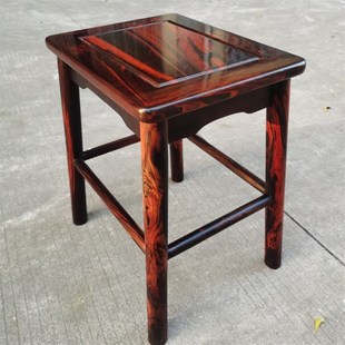 45高大红酸枝木富贵方凳餐桌长方凳实木红木凳子T红木家具交趾黄