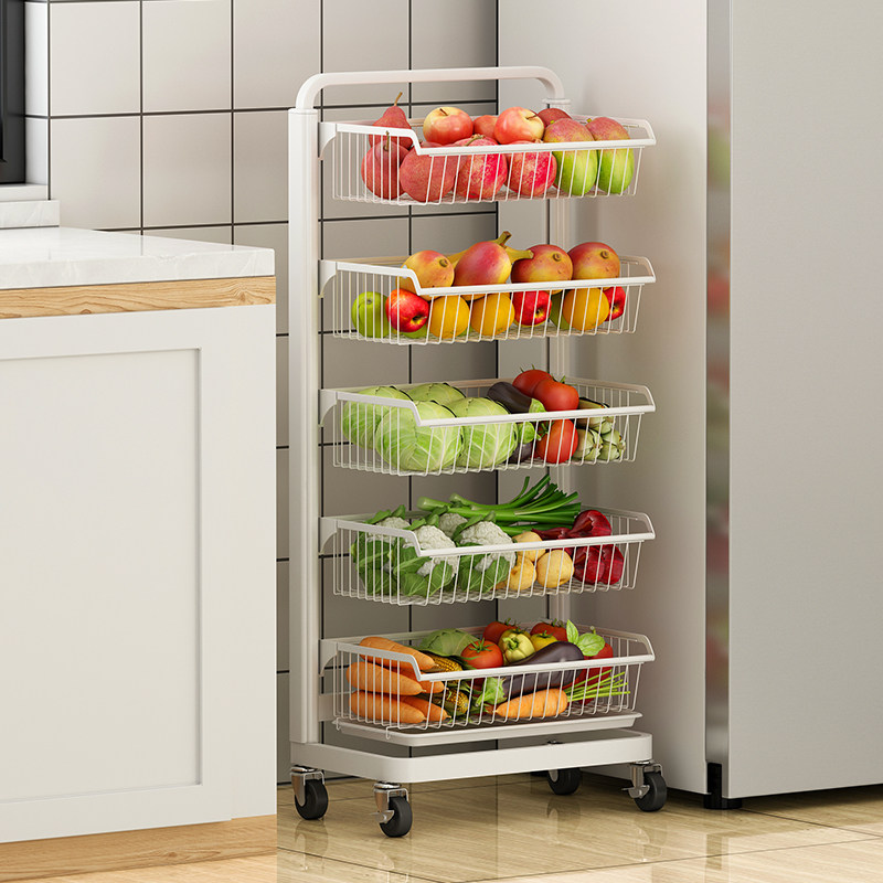 蔬菜置物架厨房多层m落r地水果菜篮子收纳架家用小推车可移动多功
