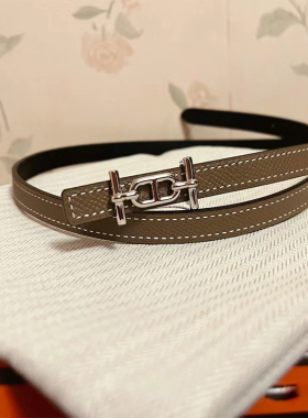 头层牛皮细腰带女高腰连衣裙女士百搭细皮带H扣猪鼻子真皮裤带潮