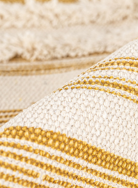 黄色手工簇绒复古怀旧抱枕客厅沙发靠垫45棉麻Q个性创意长方形靠