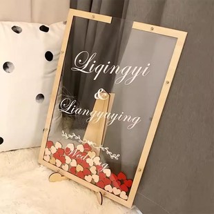 复古欧式结婚婚礼庆爱p心签名签到框签名册创意宾客留言簿摆件互