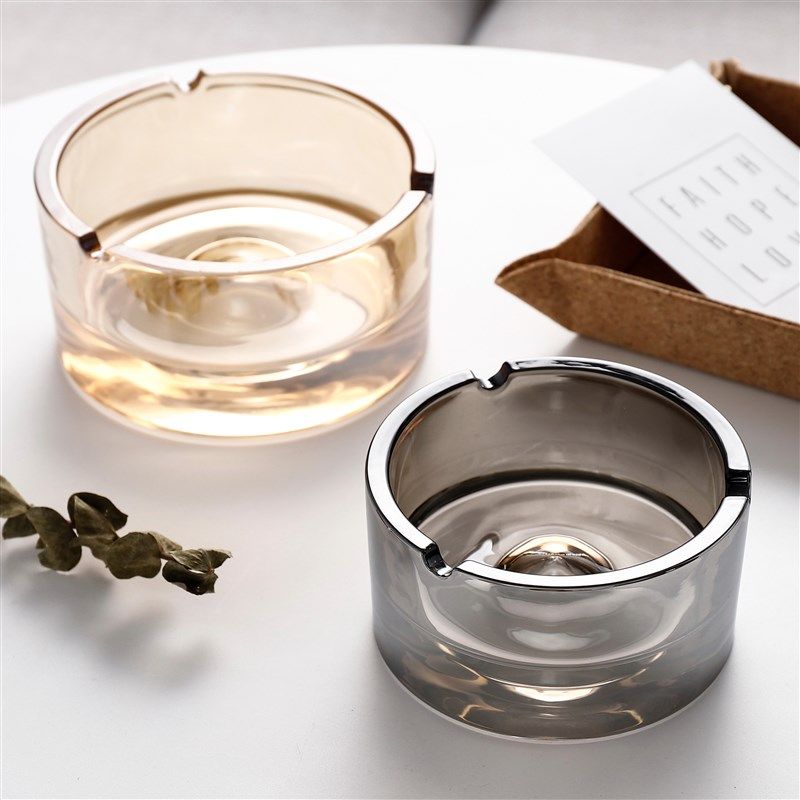 欧式奢华c水晶玻璃烟灰缸高档创意时尚烟缸办公室客厅装饰摆件大