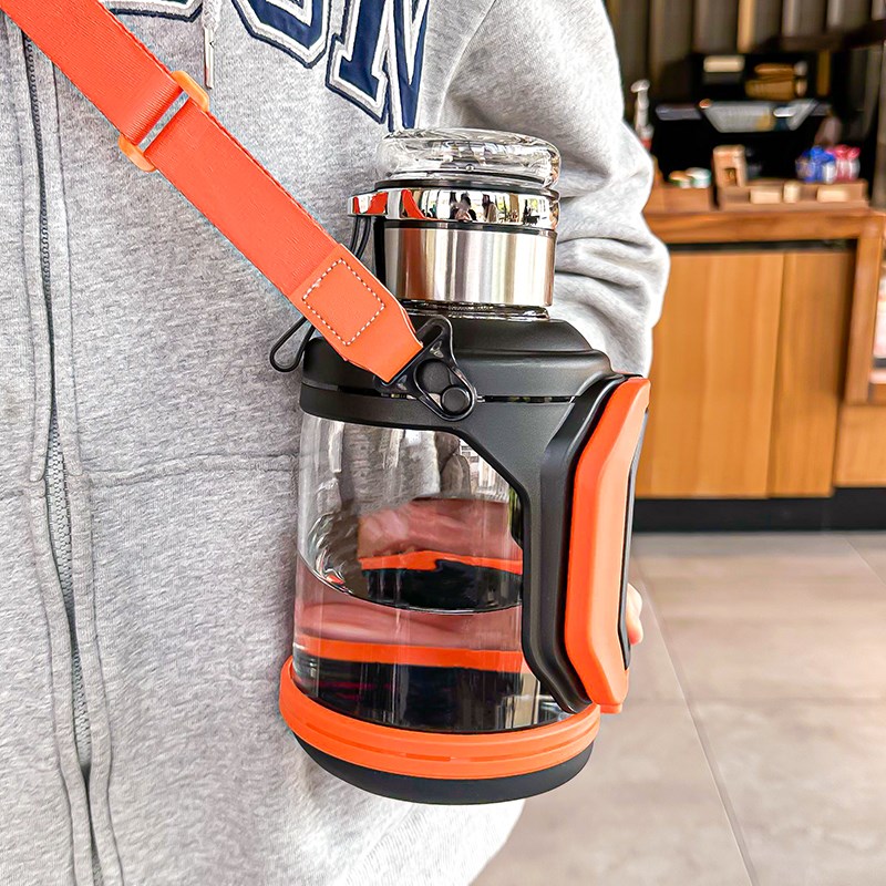 水杯玻璃杯大容量泡茶杯男款茶水分离杯子女士手柄V耐高温便携水