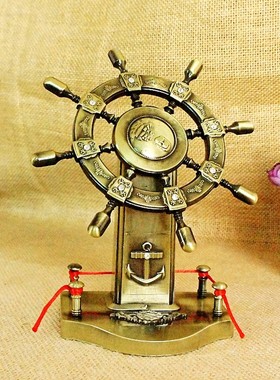 金属领航舵摆件舵手船舵航海家居工艺品J办公室桌面装饰品开业礼