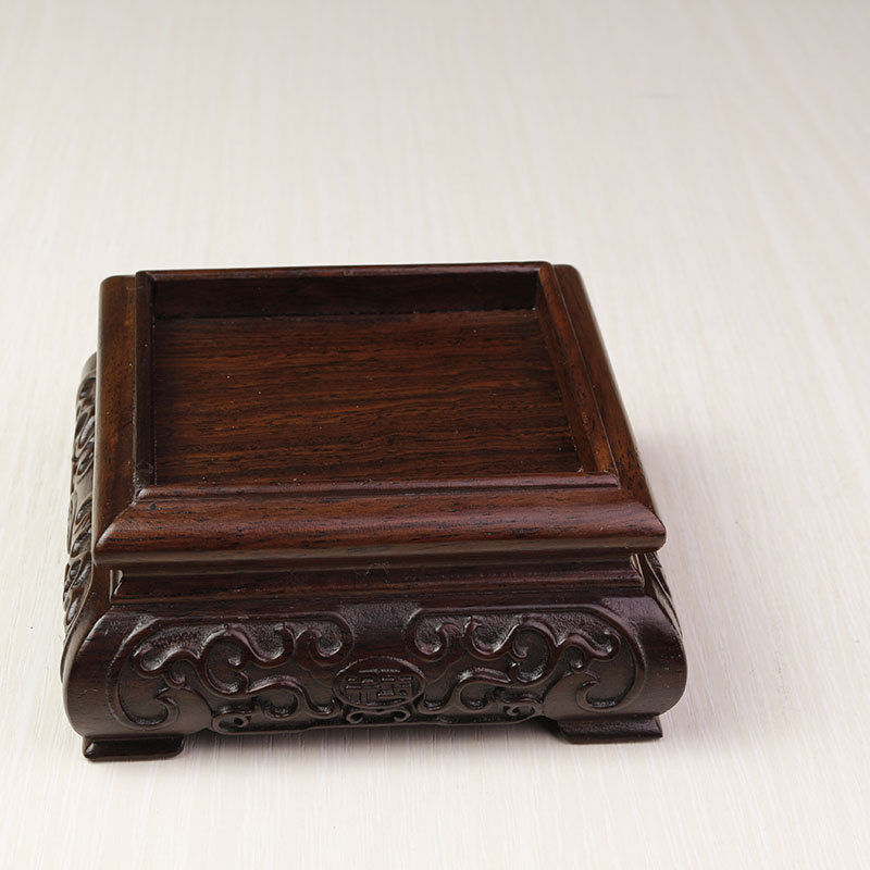 玉玺图章琉璃印章底座实木浮雕摆件底座K原木玉器木雕寿山石木底