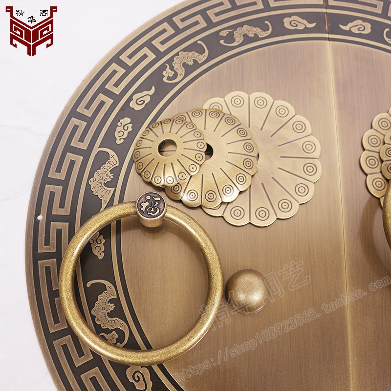 中式客栈老式把手民宿大r门仿古拉手别墅大门木门铁门院门黄铜拉