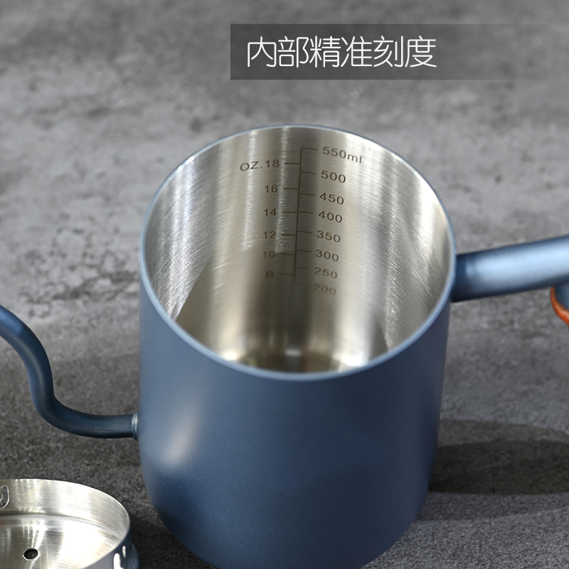 千烨咖啡Y1手冲咖啡壶 带刻度细嘴壶家用带盖挂耳手冲.壶咖啡器具